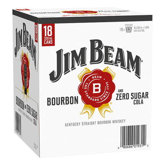 Jim Beam and Cola Zero Sugar 330ml 18pk Cans